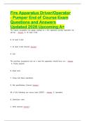 Fire Apparatus Driver&sol;Operator - Pumper End of Course Exam Questions and Answers Updated 2026 Upcoming A&plus;