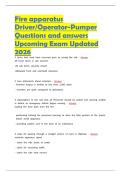 Fire apparatus Driver&sol;Operator-Pumper Questions and answers Upcoming Exam Updated 