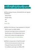 BOAT SAFETY EXAM SCRIPT VERIFIED&NewLine;QUESTIONS WITH DETAILED SOLUTIONS