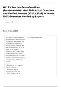 NCLEX Practice Exam Questions &lpar;Fundamentals&rpar; Latest 2026 Actual Questions and Verified Answers &lpar;2026 &sol; 2027&rpar; A&plus; Grade 100&percnt; Guarantee Verified by Experts