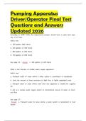 Pumping Apparatus Driver&sol;Operator Final Test Questions and Answers Updated 2026