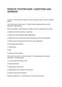 ROBOTIC SYSTEM EXAM 1 QUESTIONS AND ANSWERS