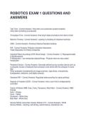ROBOTICS EXAM 1 QUESTIONS AND ANSWERS