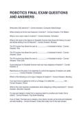 ROBOTICS FINAL EXAM QUESTIONS AND ANSWERS