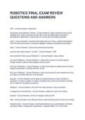 ROBOTICS FINAL EXAM REVIEW QUESTIONS AND ANSWERS