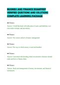BUSINESS AND FINANCE EXAMPREP&NewLine;VERIFIED QUESTIONS AND SOLUTIONS&NewLine;COMPLETE LEARNING PACKAGE