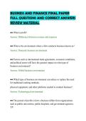 BUSINESS AND FINANCE FINAL PAPER&NewLine;FULL QUESTIONS AND CORRECT ANSWERS&NewLine;REVIEW MATERIAL