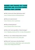 BUSINESS AND FINANCE TEST PAPER&NewLine;QUESTIONS AND SOLUTIONS EXPERT&NewLine;VERIFIED STUDY CONTENT