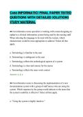 C468 INFORMATICS FINAL PAPER TESTED&NewLine;QUESTIONS WITH DETAILED SOLUTIONS&NewLine;STUDY MATERIAL