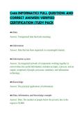 C468 INFORMATICS FULL QUESTIONS AND&NewLine;CORRECT ANSWERS VERIFIED&NewLine;CERTIFICATION STUDY PACK