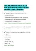 C468 INFORMATICS CERTIFICATION&NewLine;EVALUATION TESTED QUESTIONS AND&NewLine;ANSWERS COMPLETE REVIEW