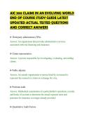AIC 300 CLAIMS IN AN EVOLVING WORLD&NewLine;END OF COURSE STUDY GUIDE LATEST&NewLine;UPDATED ACTUAL TESTED QUESTIONS&NewLine;AND CORRECT ANSWERS&NewLine;