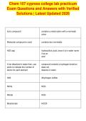 Chem 107 cypress college lab practicum&NewLine;Exam Questions and Answers with Verified&NewLine;Solutions &vert; Latest Updated 2026