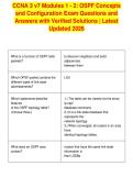 CCNA 3 v7 Modules 1 - 2&colon; OSPF Concepts&NewLine;and Configuration Exam Questions and&NewLine;Answers with Verified Solutions &vert; Latest&NewLine;Updated 2026