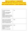 CM 2112 ASPHALT&sol; CONCRETE&NewLine;TRUE&sol;FALSE Exam Questions and Answers&NewLine;with Verified Solutions &vert; Latest Updated 2026