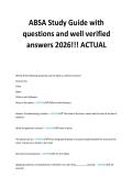 ABSA Study Guide with&NewLine;questions and well verified&NewLine;answers 2026&excl;&excl;&excl; ACTUAL