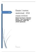Maternal Exam 1 Review Notes &ndash; Key Concepts & Guidelines &vert; NUR 254 &lpar;2026 Updated&rpar;