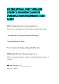 CSI CDT ACTUAL QUESTIONS AND&NewLine;CORRECT ANSWERS COMPLETE&NewLine;CONSTRUCTION DOCUMENTS STUDY&NewLine;GUIDE&NewLine;