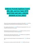 California Pesticide Applicator Exams&colon;&NewLine;QAC&comma; QAL&comma; and Core Topics WITH&NewLine;QUESTIONS AND WELL VERIFIED&NewLine;ANSWERS ACTUAL 2026&excl;&excl;&excl;