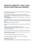 ROBOTICS SEMESTER 1 FINAL EXAM REVIEW QUESTIONS AND ANSWERS
