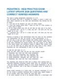 PEDIATRICS - HESI PRACTICE EXAM&period; LATEST UPDATE 2026 QUESTIONS AND CORRECT VERIFIED ANSWERS