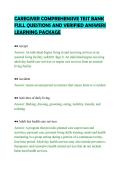 CAREGIVER COMPREHENSIVE TEST BANK&NewLine;FULL QUESTIONS AND VERIFIED ANSWERS&NewLine;LEARNING PACKAGE