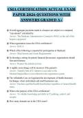 CSIA CERTIFICATION ACTUAL EXAM&NewLine;PAPER 2026 QUESTIONS WITH&NewLine;ANSWERS GRADED A&plus;&NewLine;