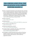 CSIA CERTIFICATION FINAL TEST&NewLine;2026 QUESTIONS WITH CORRECT&NewLine;ANSWERS GRADED A&plus;&NewLine;