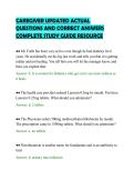 CAREGIVER UPDATED ACTUAL&NewLine;QUESTIONS AND CORRECT ANSWERS&NewLine;COMPLETE STUDY GUIDE RESOURCE