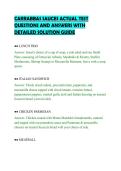 CARRABBAS SAUCES ACTUAL TEST&NewLine;QUESTIONS AND ANSWERS WITH&NewLine;DETAILED SOLUTION GUIDE