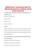 NSG434 Exam 1 Actual Exam Style V2 &vert; &NewLine;NSG 434 Nursing Care of Children &vert; Grand &NewLine;Canyon University