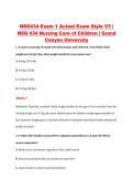 NSG434 Exam 1 Actual Exam Style V3 &vert; &NewLine;NSG 434 Nursing Care of Children &vert; Grand &NewLine;Canyon University 