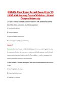NSG434 Final Exam Actual Exam Style V3 &NewLine;&vert; NSG 434 Nursing Care of Children &vert; Grand &NewLine;Canyon University 