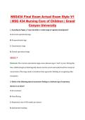 NSG434 Final Exam Actual Exam Style V1 &NewLine;&vert; NSG 434 Nursing Care of Children &vert; Grand &NewLine;Canyon University 
