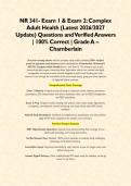 NR 341- Exam 1 & Exam 2&colon; Complex Adult Health &lpar;Latest 2026&sol;2027 Update&rpar; Questions and Verified Answers &vert; 100&percnt; Correct &vert; Grade A &ndash; Chamberlain&NewLine;&NewLine;