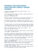 MATERNAL-CHILD HESI REVIEW QUESTIONS AND CORRECT VERIFIED ANSWERS