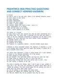 PEDIATRICS HESI PRACTICE QUESTIONS AND CORRECT VERIFIED ANSWERS