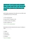 CERTIPORT SOFTWARE DEVELOPMENT&NewLine;FINAL EXAM QUESTIONS AND DETAILED&NewLine;SOLUTIONS COMPLETE PREPARATION&NewLine;GUIDE
