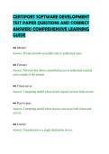 CERTIPORT SOFTWARE DEVELOPMENT&NewLine;TEST PAPER QUESTIONS AND CORRECT&NewLine;ANSWERS COMPREHENSIVE LEARNING&NewLine;GUIDE