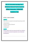 NSG 552 Psychopharmacology Exam 2 &NewLine;Medication Review & Practice Questions &NewLine;Wilkes University &vert; 2026&sol;2027 &NewLine;Academic Year