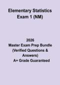 Elementary Statistics Exam 1 &lpar;NM&rpar;&colon; Complete Study Guide&comma; Formula Review & Practice Questions PDF