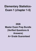 Elementary Statistics Exam 1 &lpar;Chapters 1&ndash;5&rpar;&colon; Complete Study Guide&comma; Formula Review & Practice Questions PDF