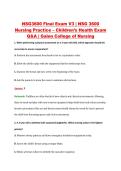 NSG3600 Final Exam V3 &vert; NSG 3600 &NewLine;Nursing Practice &ndash; Children&rsquo;s Health Exam &NewLine;Q&A &vert; Galen College of Nursing 