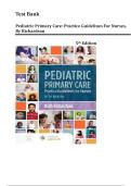 Test Bank for Pediatric Primary Care&colon; Practice Guidelines for Nurses&comma; 5th Edition &lpar;Richardson&rpar; &vert; All Chapters Included &vert; Verified Complete A&plus; Study Guide &vert; Updated for 2025