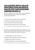 ATI CAPSTONE MENTAL HEALTH&NewLine;PROCTORED EXAM 2026 MENTAL&NewLine;HEALTH TEST PAPER QUESTIONS&NewLine;ANSWERS GRADED A&plus;