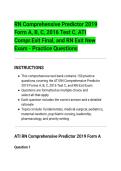 RN Comprehensive Predictor 2019&NewLine;Form A&comma; B&comma; C&comma; 2016 Test C&comma; ATI&NewLine;Compr&period;Exit Final&comma; and RN Exit New&NewLine;Exam - Practice Questions