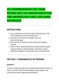 ATI COMPREHENSIVE EXIT EXAM&NewLine;RETAKE 2023 180 VERIFIED QUESTIONS&NewLine;AND ANSWERS WITH WELL-EXPLAINED&NewLine;RATIONALES