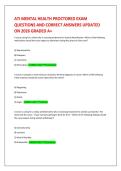ATI MENTAL HEALTH PROCTORED EXAM &NewLine;QUESTIONS AND CORRECT ANSWERS UPDATED &NewLine;ON 2026 GRADED A&plus; 