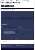 NURS 441 Final Exam &ndash; Questions With Right Solutions &lpar;Liberty University&rpar;