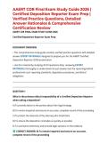 AAERT CDR Final Exam Study Guide 2026 &vert; Certified Deposition Reporter Exam Prep &vert; Verified Practice Questions&comma; Detailed Answer Rationales & Comprehensive Certification Review